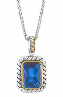 EFFY Sterling Silver & 18K Gold Ocean Blue Topaz Pendant Necklace
