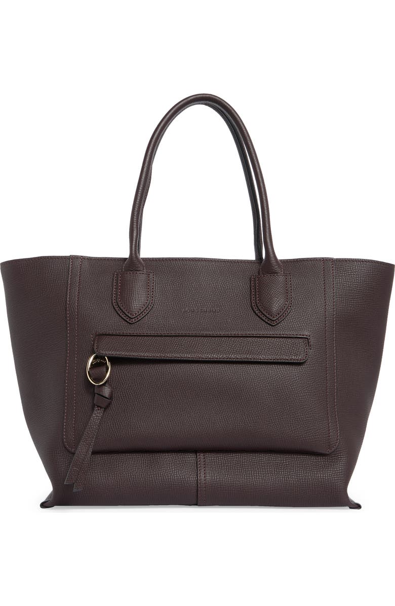 Longchamp Mailbox Large Leather Tote Bag, Main, color, Eggplant