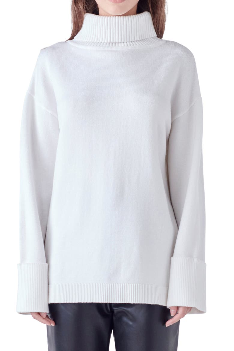 Oversize Turtleneck Sweater, Main, color, IVORY