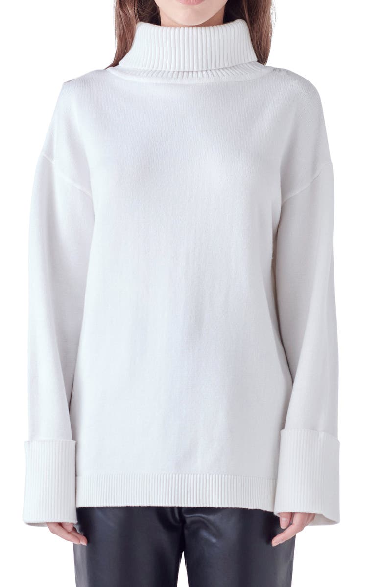 English Factory Oversize Turtleneck Sweater, Main, color, Ivory