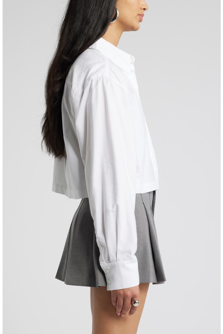 Boxy Cotton Button-Up Shirt, Alternate, color, WHITE