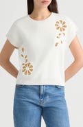 NVLT Sequined Floral Stripe Dolman Sweater