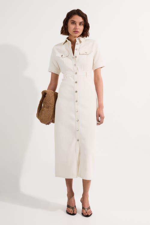 Karen Millen Denim Midi Shirt Dress In White
