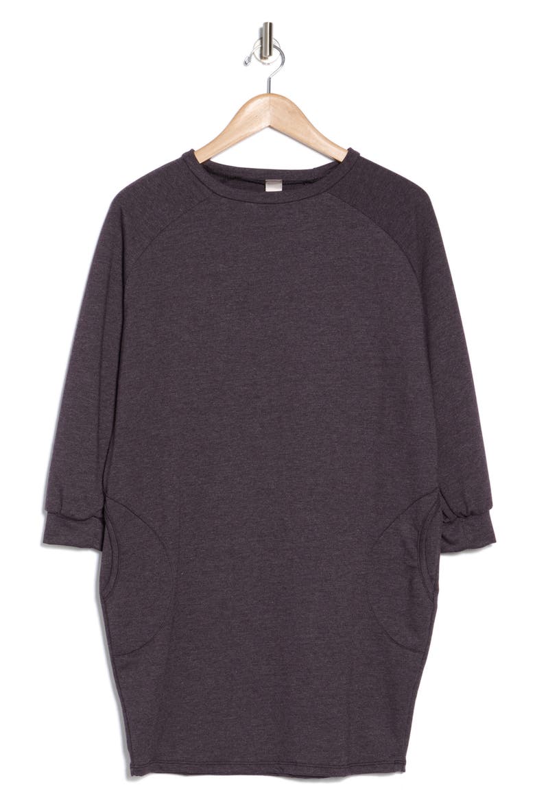 Relax With Me Long Sleeve Sweater Dress, Alternate, color, EGGPLANT
