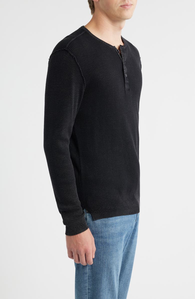 Schott NYC Stonewash Cotton Henley Sweater, Alternate, color, Black