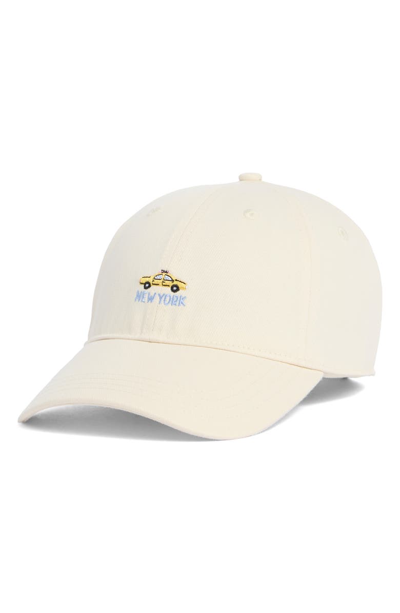FRASIER STERLING NY Taxi Embroidered Baseball Cap, Main, color, Cream