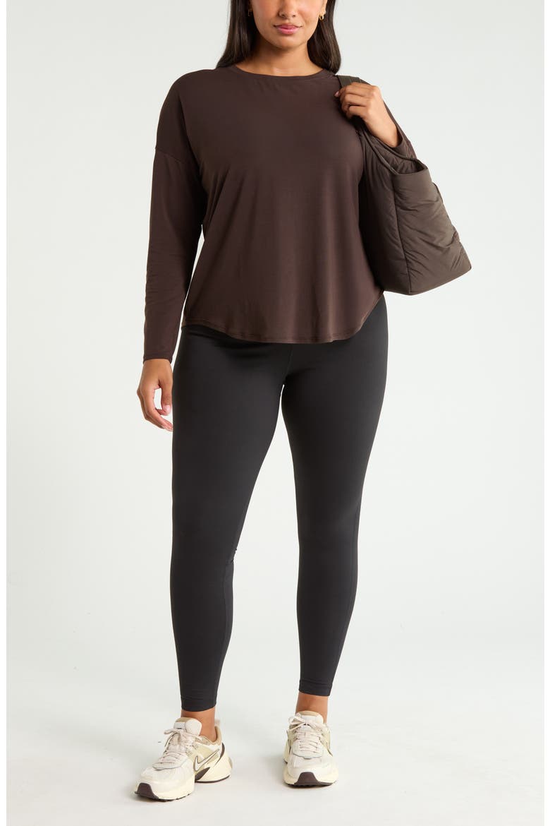 Breathe Long Sleeve Performance T-Shirt, Alternate, color, BROWN MOLE