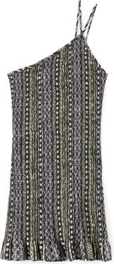 MANGO TEEN Print Smocked One-Shoulder Minidress