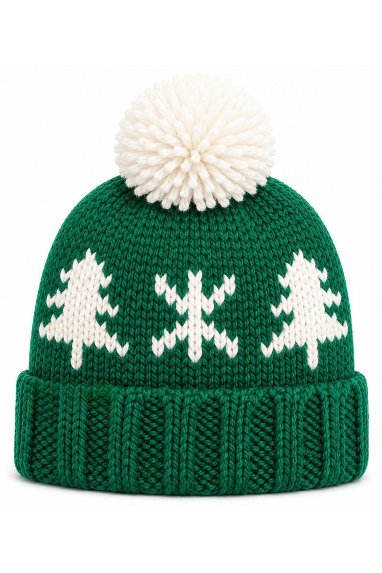 Adult Evergreen Bobble Hat, Alternate, color, Green/White
