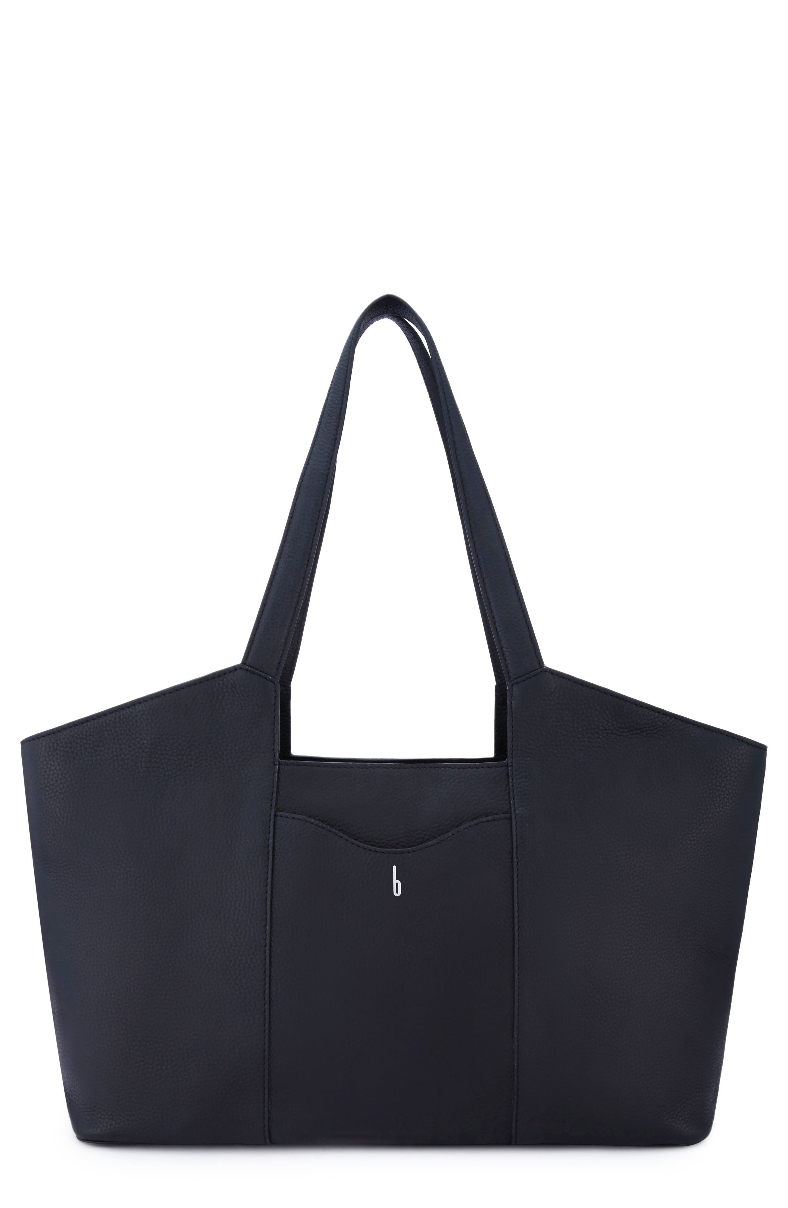 Melina Pebble Leather Tote, Main, color, BLACK