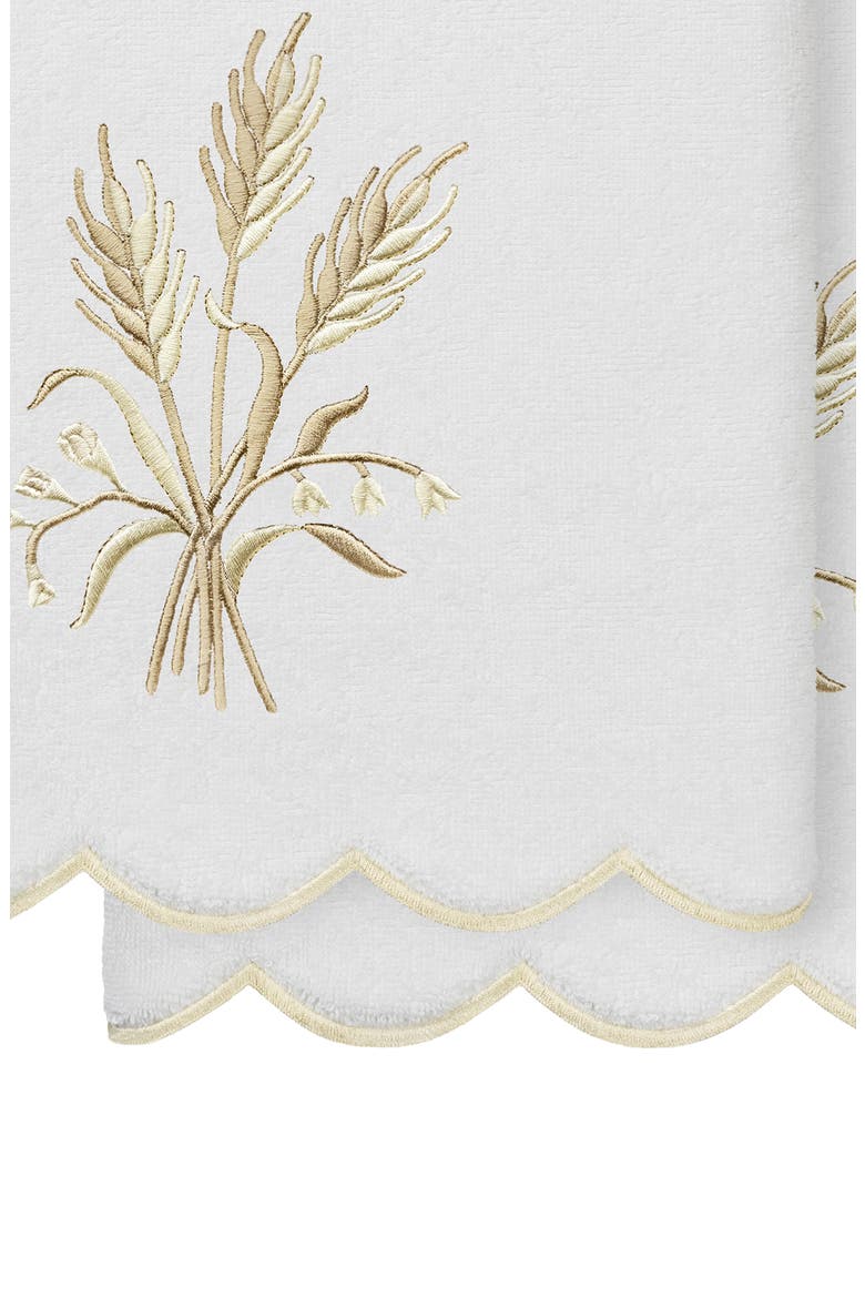 Whitney Scallop Set of 2 Embroidered Bath Towels, Alternate, color, WHITE/ BEIGE