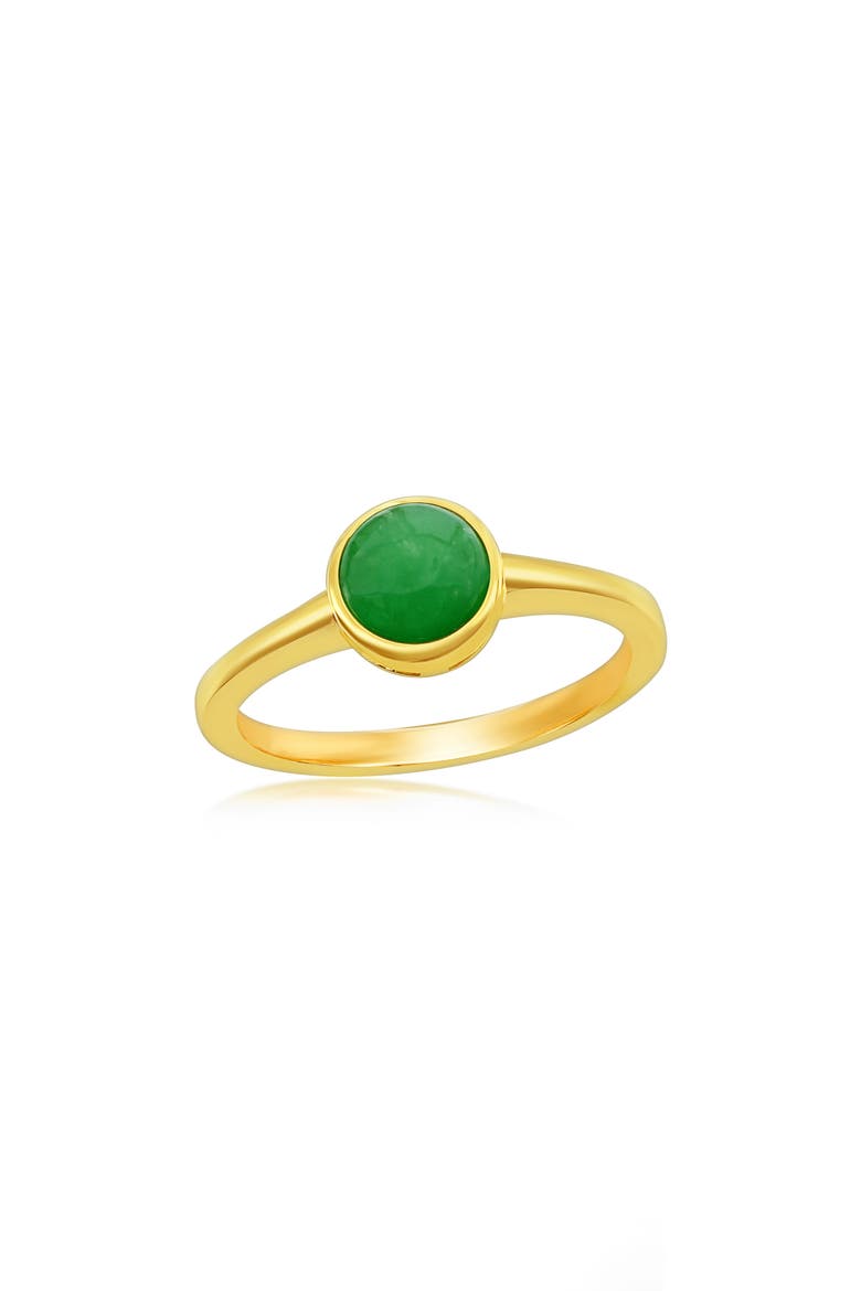 Sterling Silver Cushion Jade Solitaire Ring, Main, color, GREEN