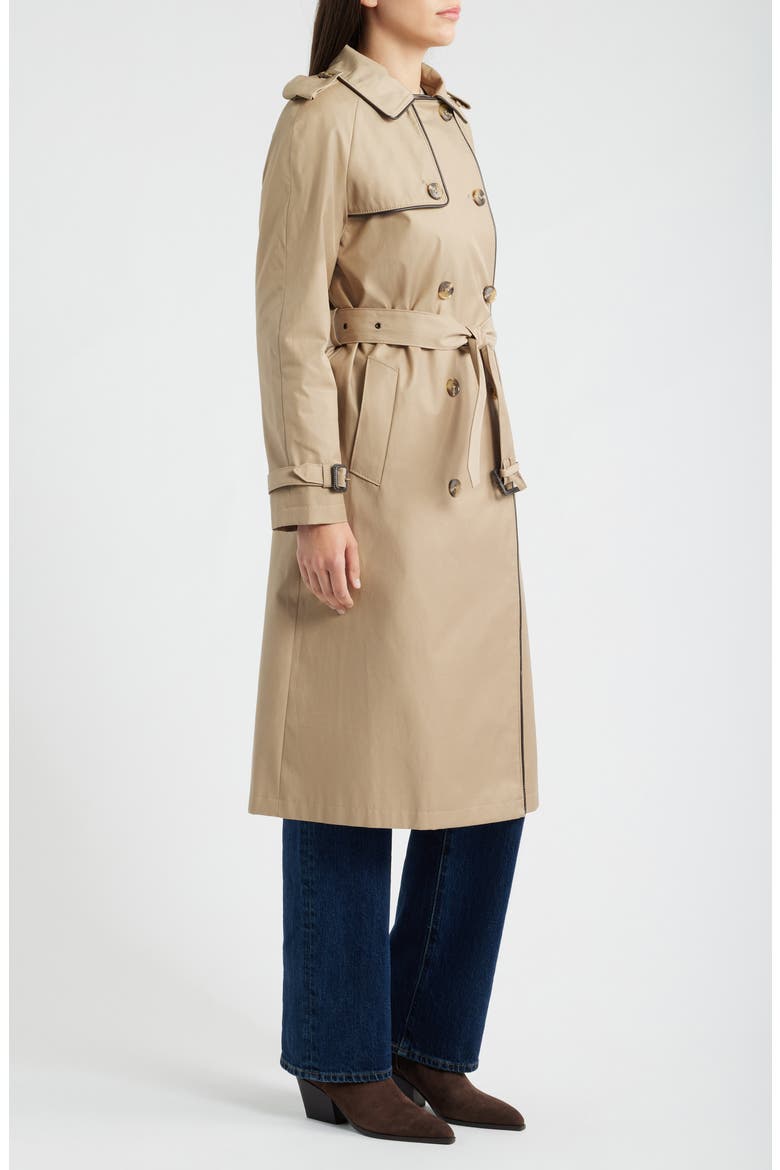Double Breasted Belted Rain Coat, Alternate, color, SAND