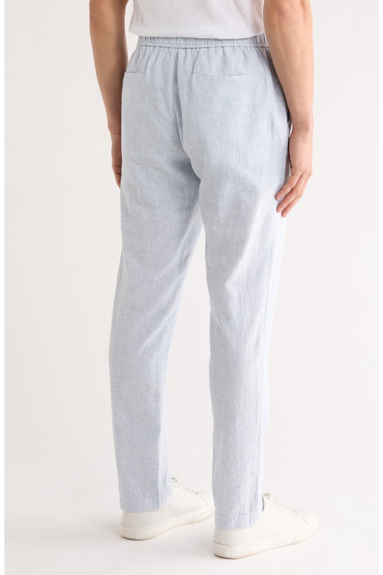 Elastic Waist Linen Blend Trim Fit Pants, Alternate, color, BLUE CHAMBRAY - WHITE EOE