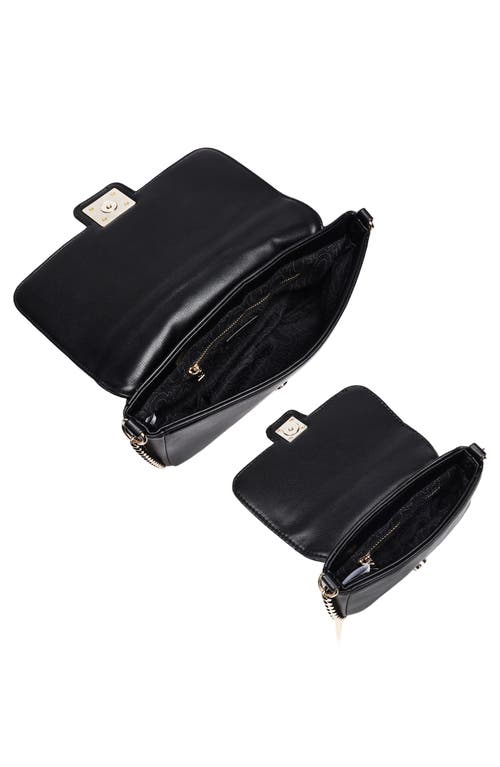 True Religion Quilted Flap Shoulder Bag & Mini Bag Set In Black