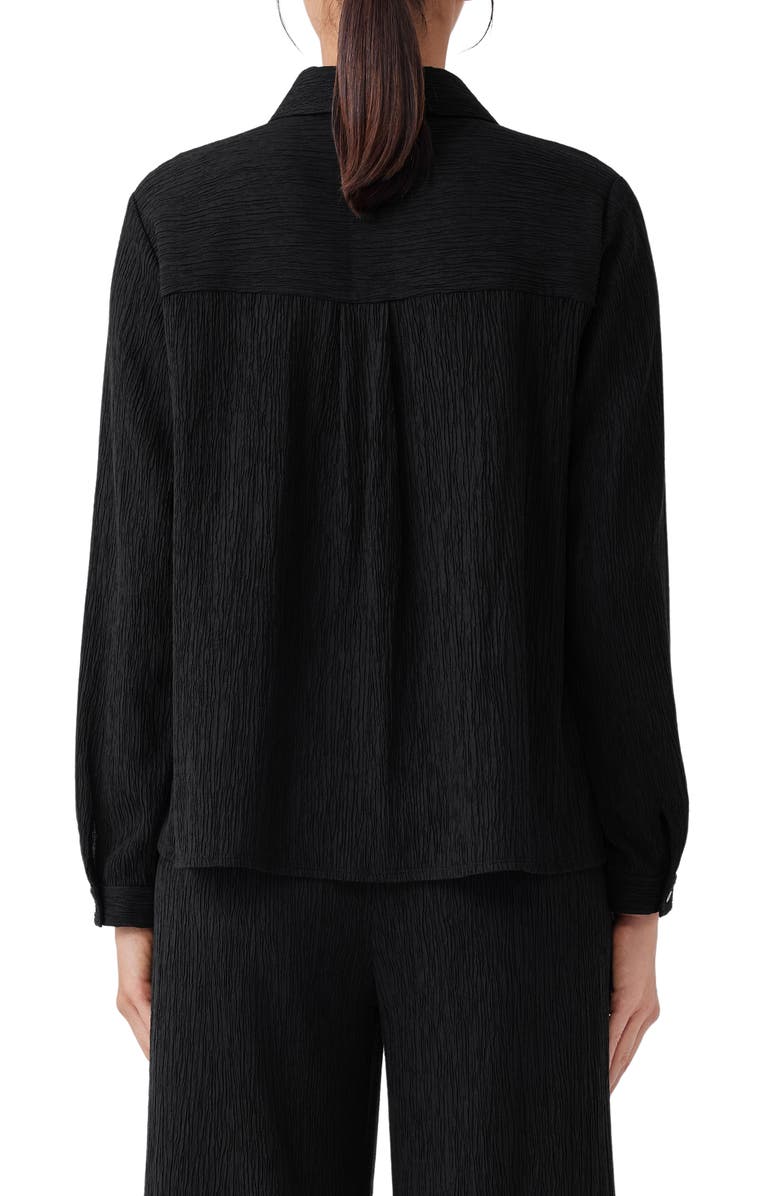 Eileen Fisher Classic Plissé Button-Up Shirt, Alternate, color,