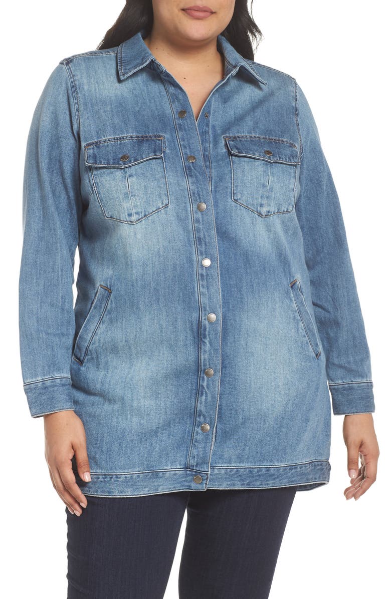 Liverpool Long Denim Shirt Jacket, Alternate, color,