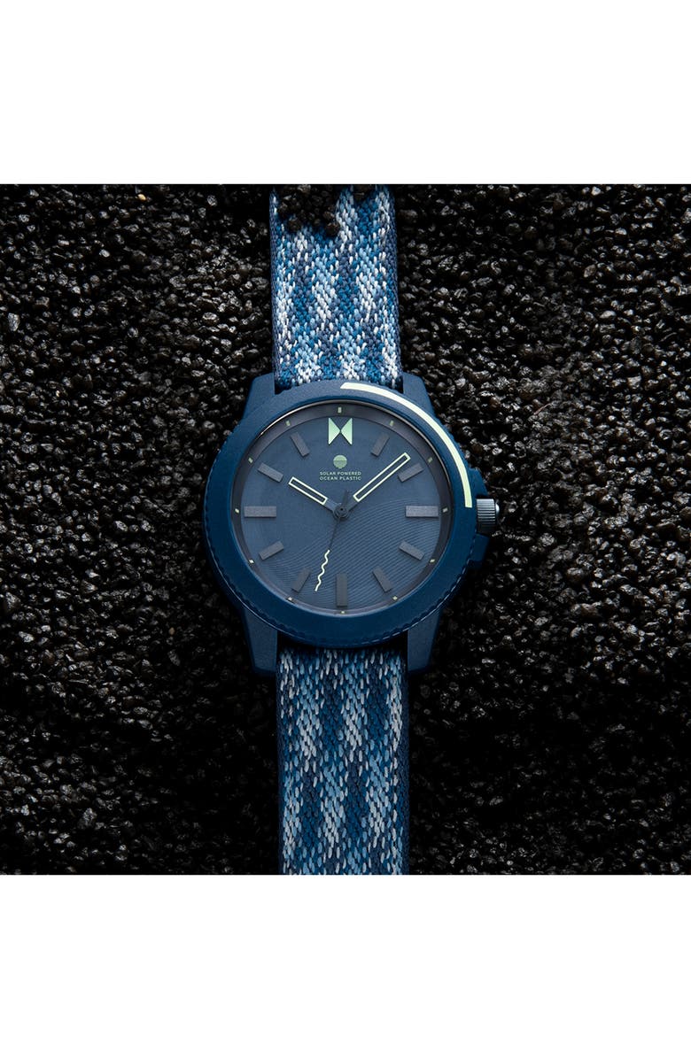 MVMT WATCHES Minimal Sport Ocean Plastic Strap Watch, 38mm, Alternate, color, Pacific Blue