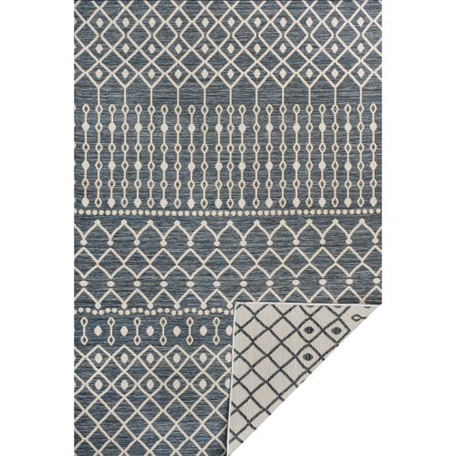 Jonathan Y Arielle Mid-century Modern Curve Stripe Reversible Machine-washable Indoor/outdoor Area R In Navy/cream