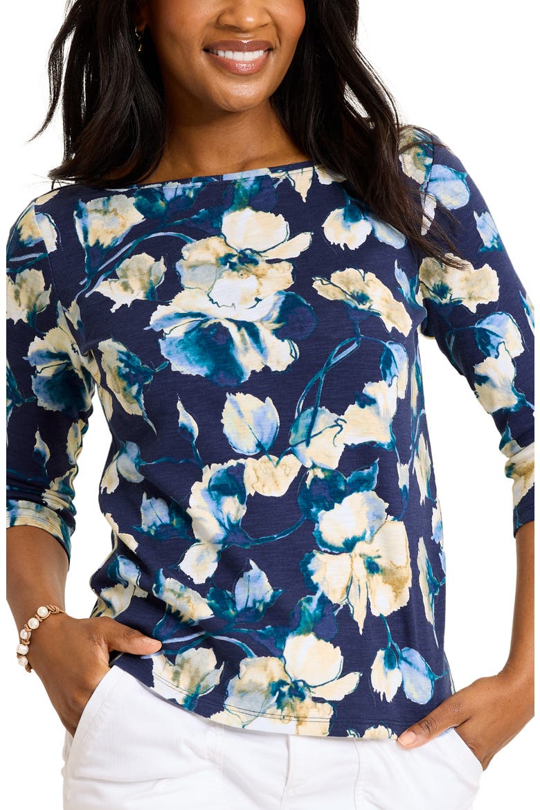 Ashby Isles Beleza Blossom Cotton Top, Main, color, COASTLINE
