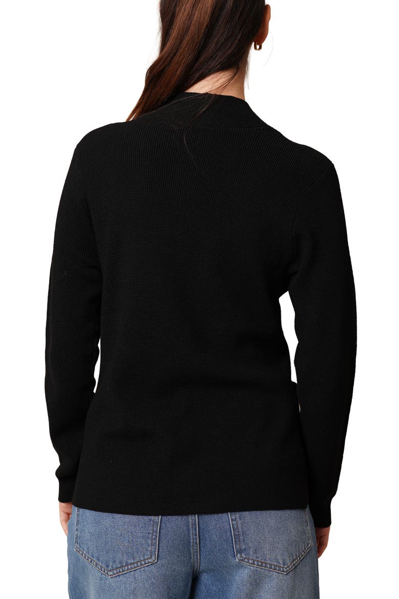Open Front Waffle Cardigan, Alternate, color, BLACK