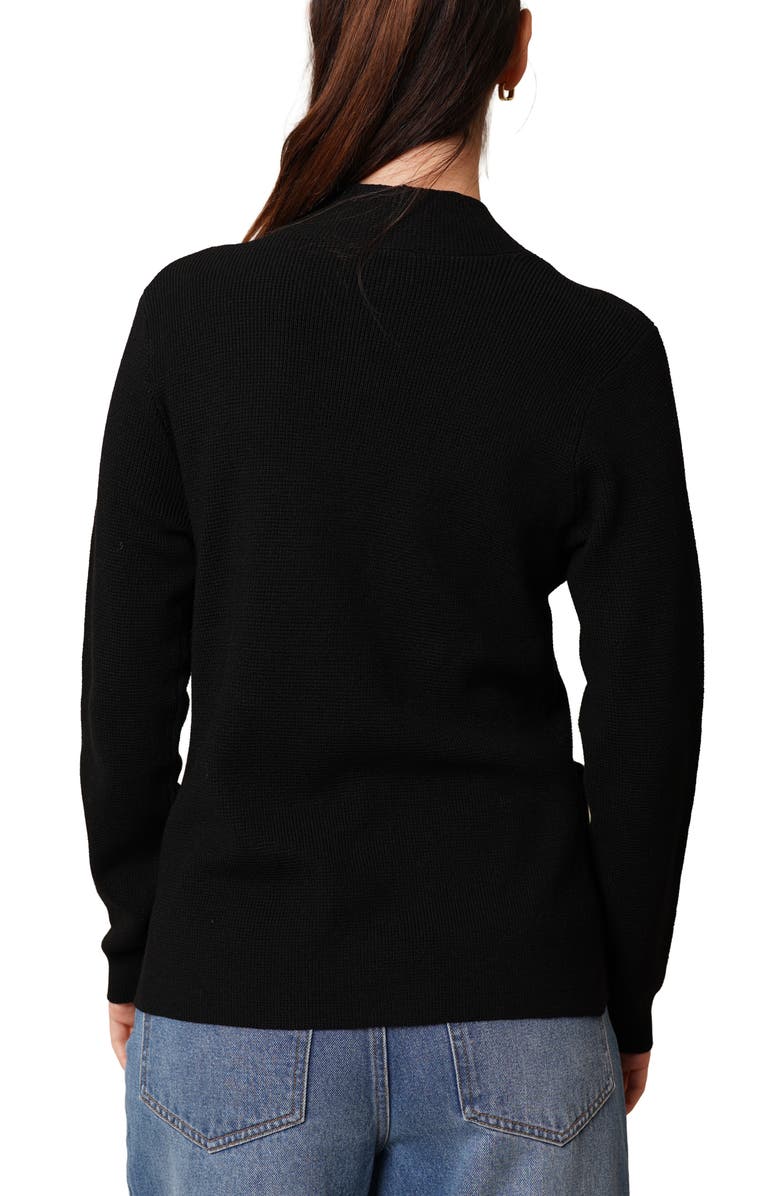 CYRUS Open Front Waffle Cardigan, Alternate, color, Black
