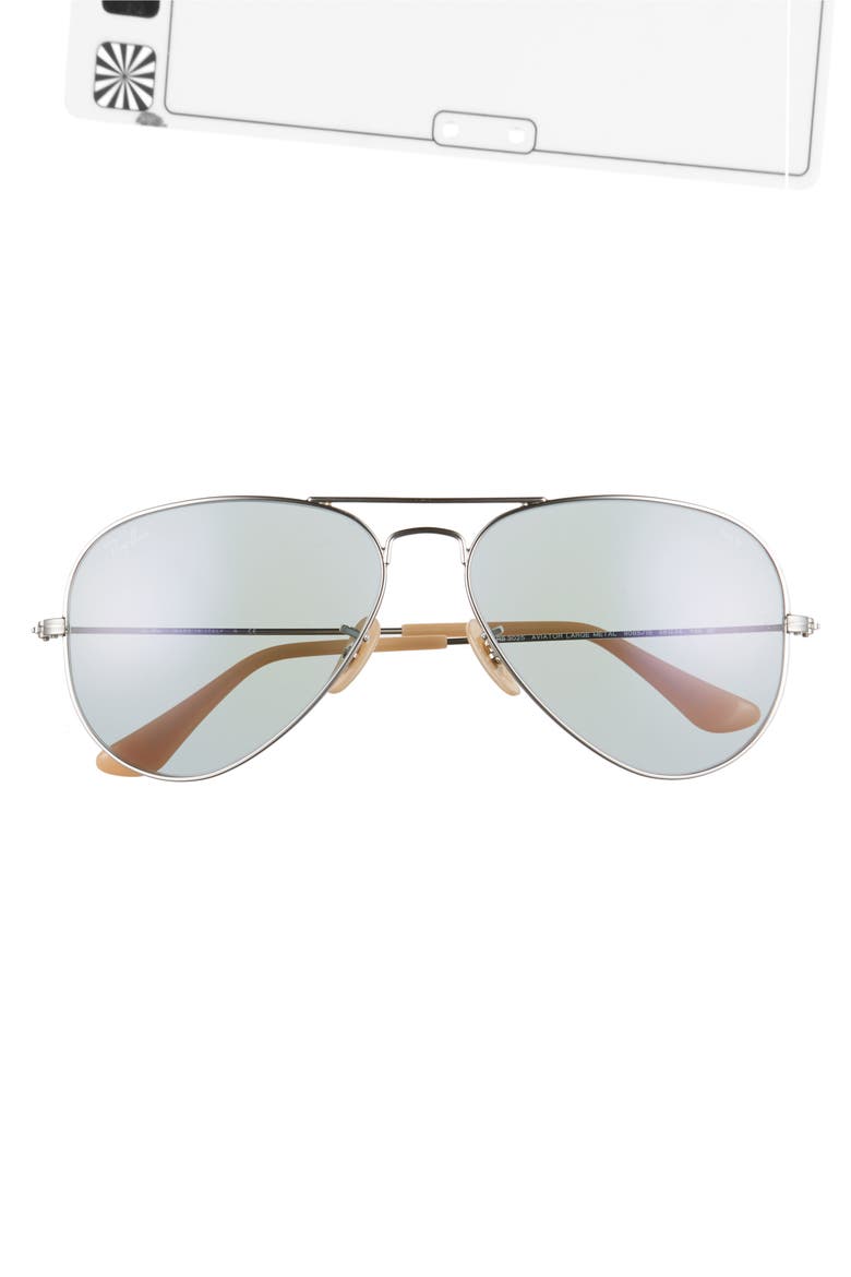 58mm Photochromic Aviator Sunglasses, Alternate, color, SILVER BLUE