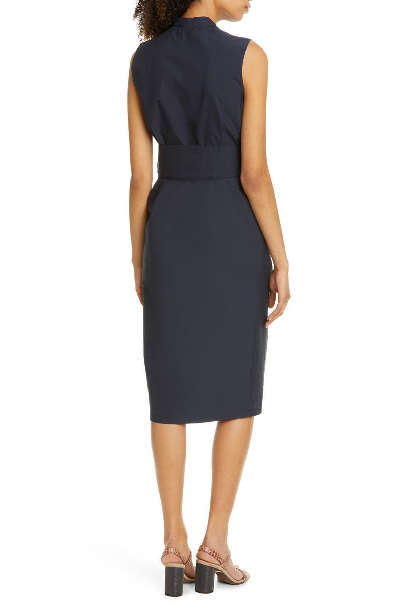 Brunello Cucinelli Pleated Crinkle Cotton Blend Wrap Dress, Alternate, color,