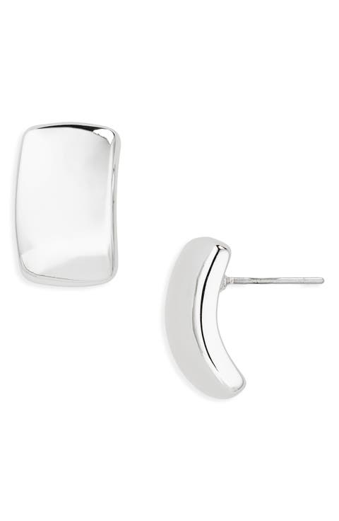 Wide Curve Stud Earrings