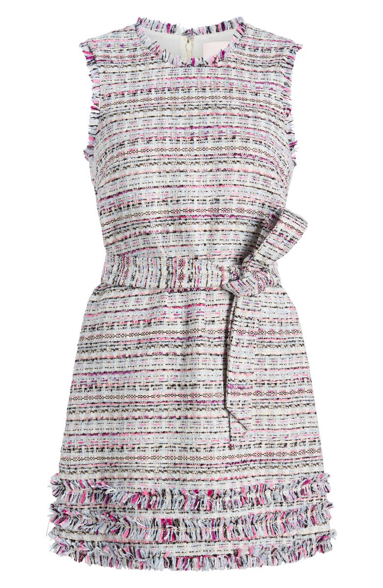 Cinq à Sept Ashton Belted Tweed Minidress, Alternate, color, Vibrant Plum Multi
