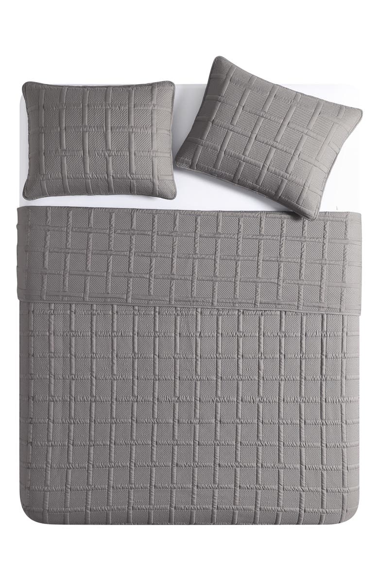 VCNY HOME Square Solid 3-Piece Quilt Set, Main, color, Dark Grey