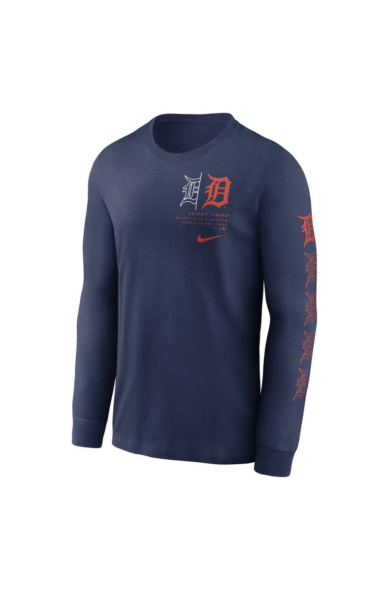 Nike Men's Nike Navy Detroit Tigers Team Slider Tri-Blend Long Sleeve T-Shirt, Alternate, color, 