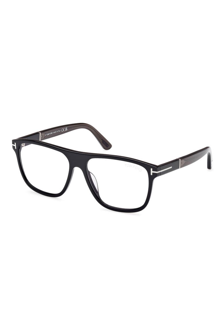 Frances 58mm Square Optical Glasses, Alternate, color, SHINY BLACK / SMOKE