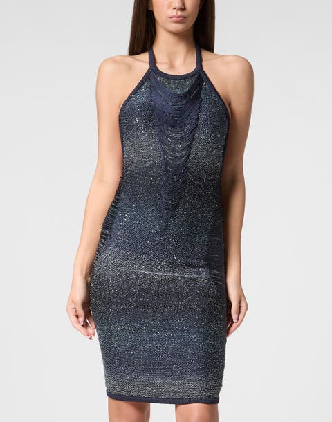 Paillettes Mini Dress Multicutting Women