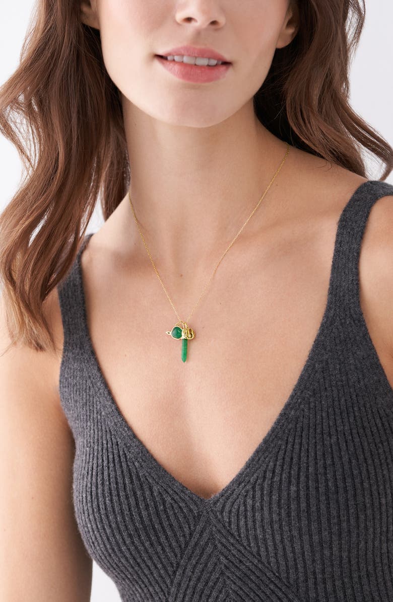 Fossil x Star Wars<sup>™</sup> Green Aventurine Yoda Charm Necklace, Alternate, color, 