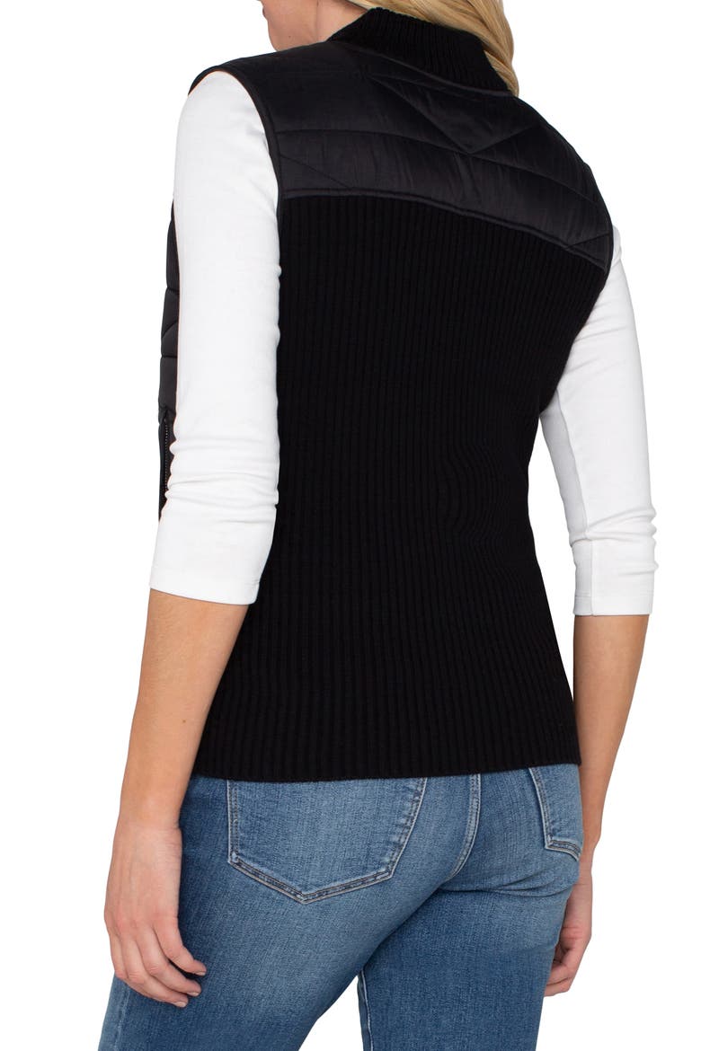 Quilted Mixed Media Vest, Alternate, color, BLACK