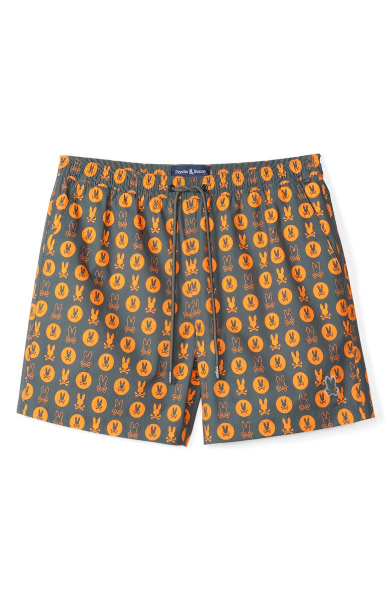 Psycho Bunny Arnold Print Swim Trunks, Alternate, color, Urban Chic
