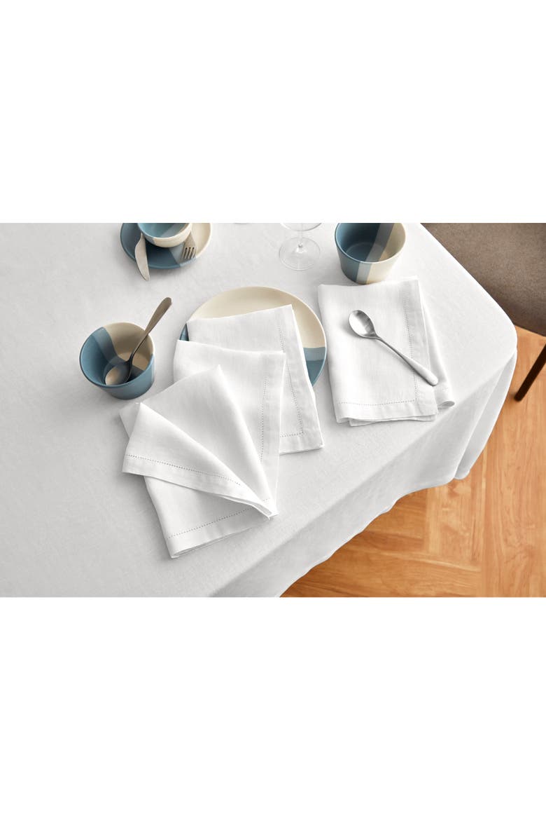 Linen Dinner Napkins Set of 6, 20 x 20" - Sonoma Hemstitch, Alternate, color, White