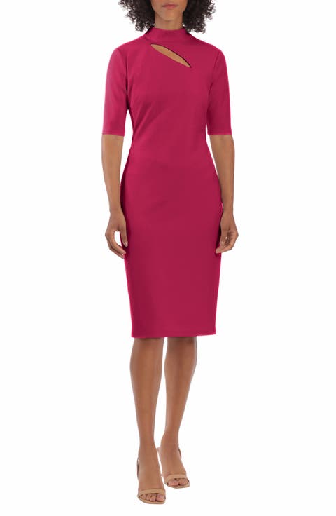 Cutout Elbow Sleeve Sheath Dress
