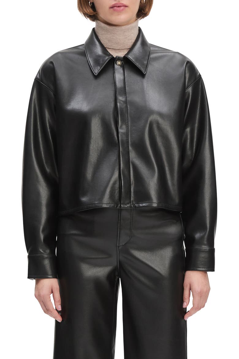The Brady Faux Leather Shirt Jacket, Main, color, RAVEN
