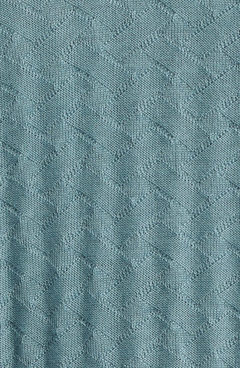 Emporio Armani Basket-Weave Stitch Johnny Collar Virgin Wool Polo Sweater, Alternate, color, Teal