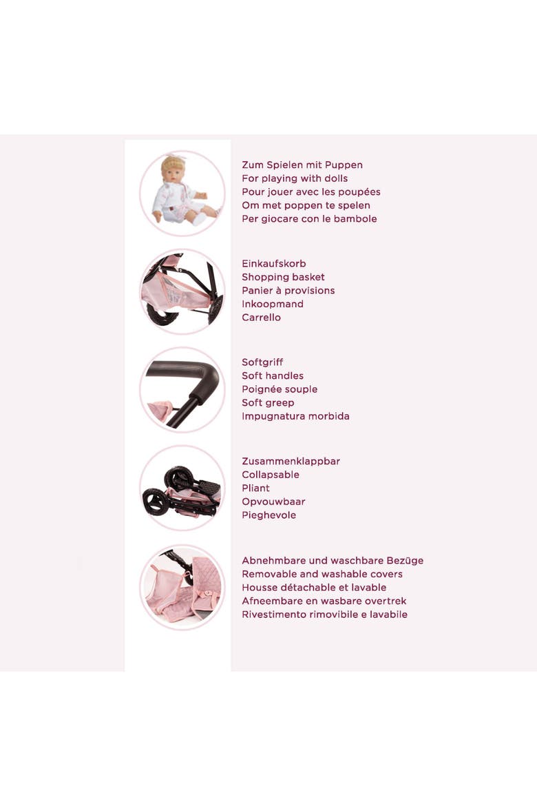 3 Wheel Doll Buggy, Little Tiger, Foldable Toy Stroller, Dolls Up to 19.5 Inches, Alternate, color, Multicolored
