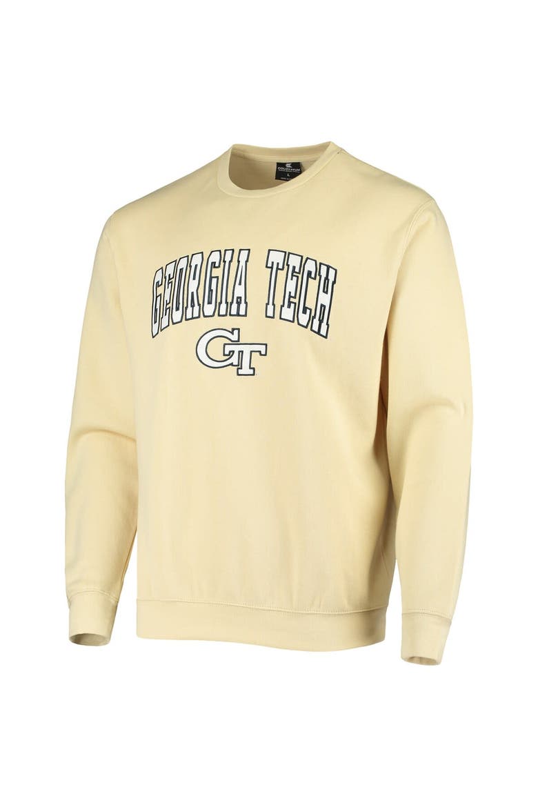 Men's Colosseum Gold Georgia Tech Yellow Jackets Arch & Logo Tackle Twill Pullover Sweatshirt, Alternate, color, Vegas Gold