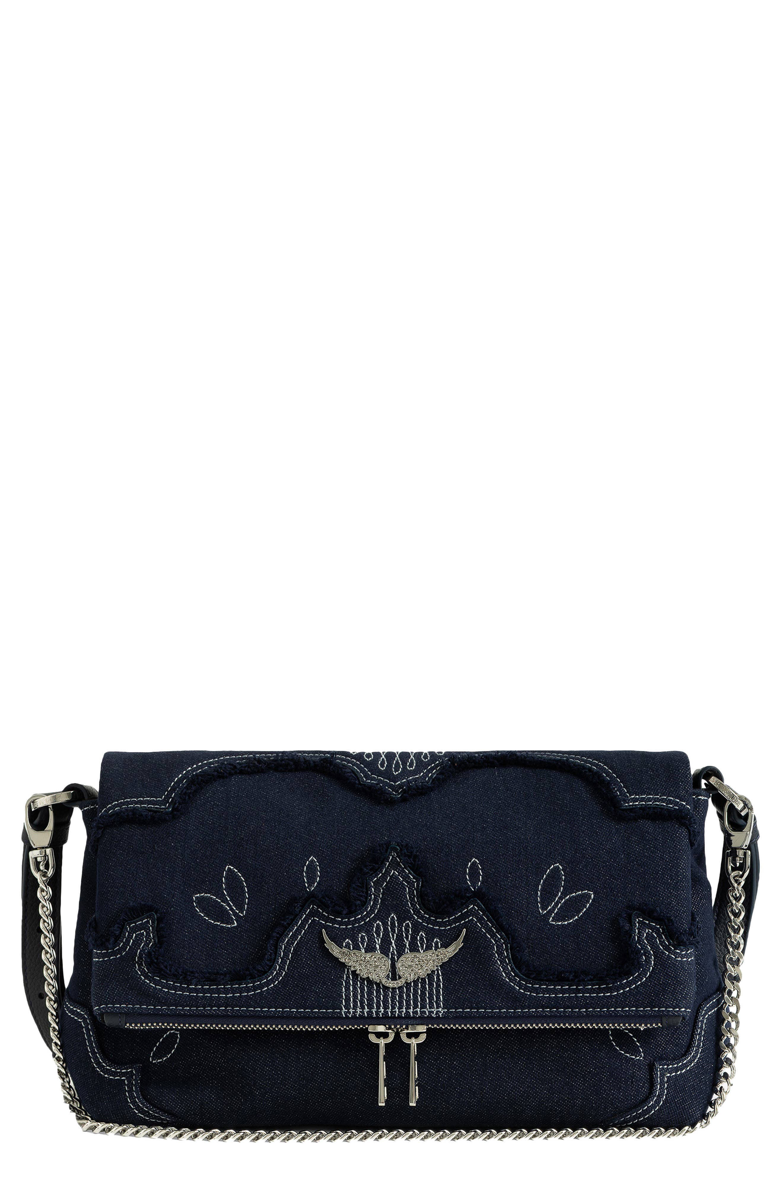 Rocky II Denim Crossbody Bag, Main, color, SILENT