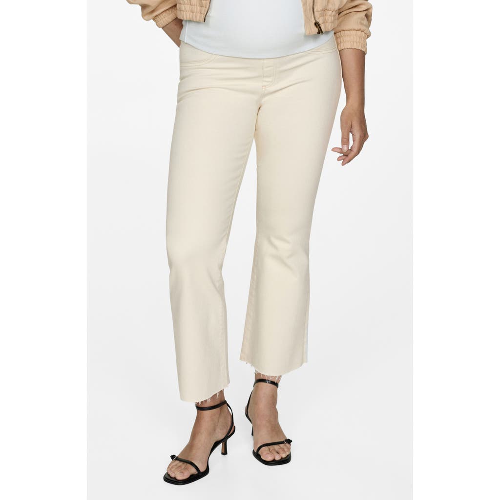Mango Over The Bump Crop Flare Maternity Jeans In Off White