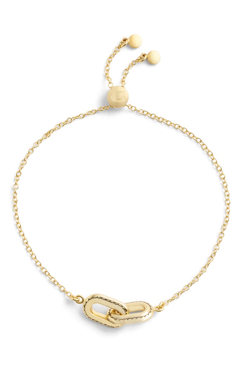 Stitched Link Slider Bracelet, Main, color, GOLD