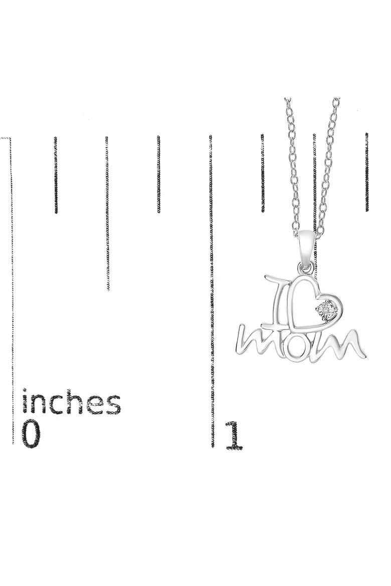 Silver Diamond Accent "I Love Mom" Heart Pendant Necklace, Alternate, color, White