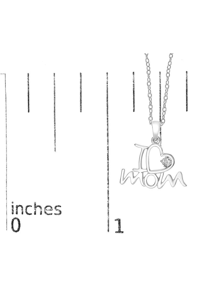 Haus of Brilliance Silver Diamond Accent "I Love Mom" Heart Pendant Necklace, Alternate, color, White