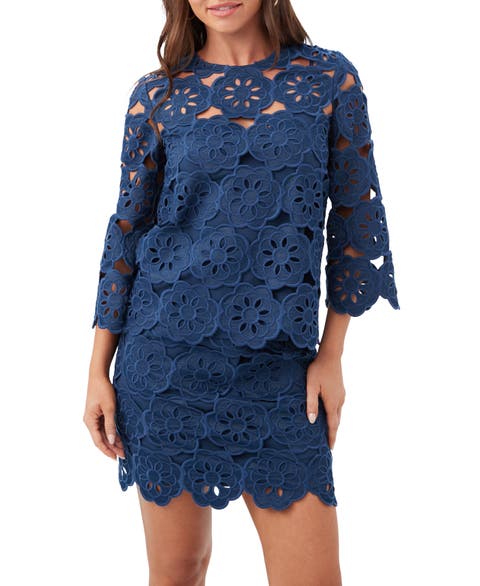 Kabosu 3/4 Sleeve Lace Top