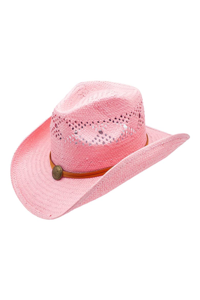 Silva Straw Cowboy Hat, Main, color, PINK